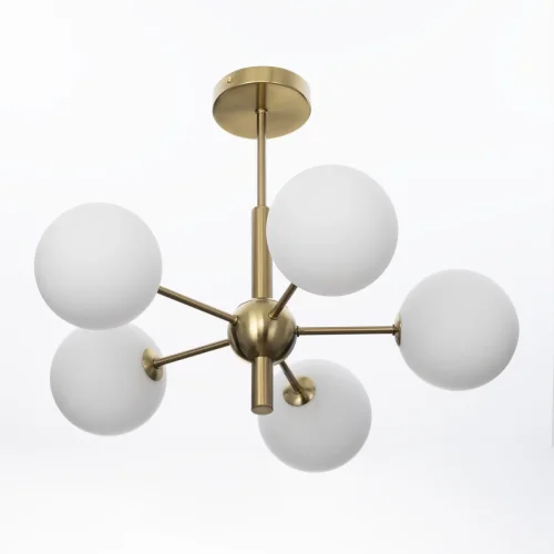 Люстра на штанге Tonga CL212153 Citilux белая на 5 ламп, основание бронзовое в стиле современный молекула шар фото 2