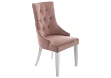 Стул Elegance white / terracotta 11583 Woodville, розовый терракотовый/велюр, ножки/массив гевеи/белый, размеры - ****520*580