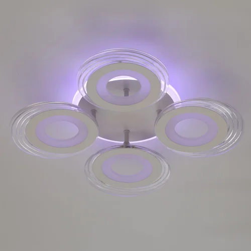 Люстра потолочная LED с пультом Мадлен 424013605 DeMarkt белая на 1 лампа, основание белое в стиле хай-тек с пультом кольца фото 7
