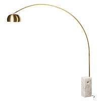 Торшер Арка / Arco 5000 Gold LOFT IT изогнутый золотой на 1 лампу, основание белое в стиле современный американский арт-деко Торшер Арка / Arco 5000 Gold LOFT IT изогнутый золотой на 1 лампу, основание белое в стиле современный американский арт-деко