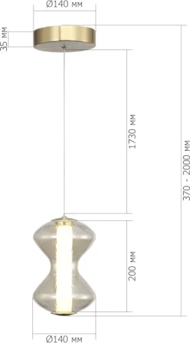 Светильник подвесной LED Spine SL6136.203.01 ST-Luce янтарный на 1 лампу, основание золотое в стиле современный фото 2