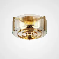 Люстра потолочная из рельефного стекла LUSSA D38 167746-26 ImperiumLoft прозрачная на 3 лампы, основание золотое в стиле арт-деко фьюжн американский 