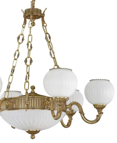 Люстра подвесная  L 9350/6+2 Reccagni Angelo белая на 8 ламп, основание золотое в стиле классический  фото 2