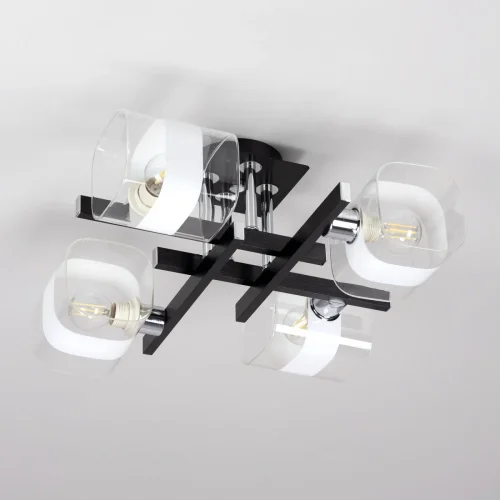 Люстра потолочная Вирта CL139242 Citilux прозрачная на 4 лампы, основание чёрное в стиле современный  фото 3