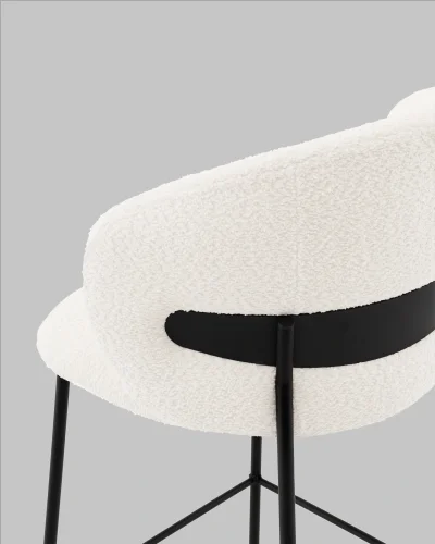 Стул полубарный Блейз букле белый УТ000041389 Stool Group, белый/букле, ножки/металл/чёрный, размеры - ***** фото 6