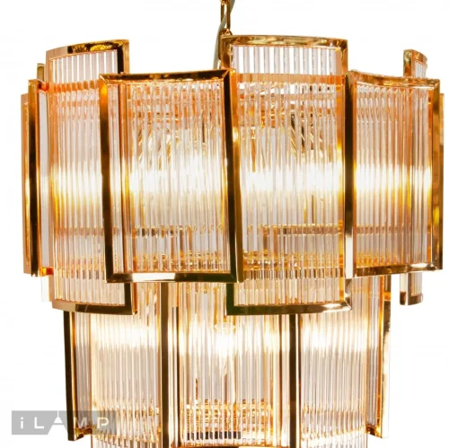 Люстра подвесная Tribeca MD0276-11C iLamp прозрачная на 11 ламп, основание золотое в стиле американский современный  фото 4