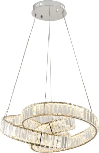 Люстра подвесная LED с пультом Vintage 4020/09/06P Stilfort прозрачная на 1 лампу, основание хром в стиле современный кольца с пультом