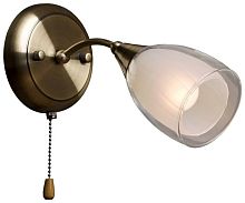Бра c выключателем 151-501-01 Velante белый прозрачный 1 лампа, основание бронзовое античное латунь в стиле классический 
