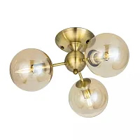 Люстра потолочная Томми CL102133 Citilux янтарная на 3 лампы, основание бронзовое в стиле современный шар