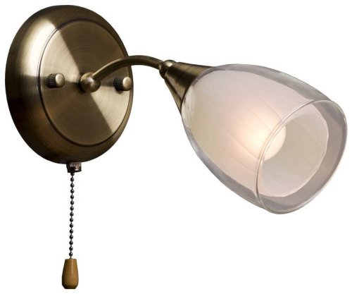 Бра c выключателем 151-501-01 Velante белый прозрачный на 1 лампа, основание бронзовое античное латунь в стиле классический 