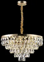 Люстра подвесная Cassia WE102.15.303 Wertmark прозрачная на 15 ламп, основание золотое в стиле классика модерн 