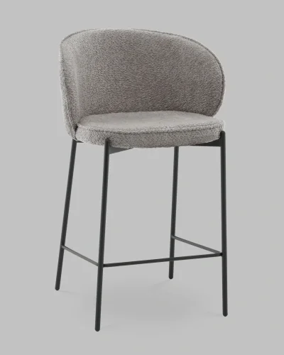 Стул полубарный Тисдейл букле серый УТ000041695 Stool Group, серый/букле, ножки/металл/чёрный, размеры - *****