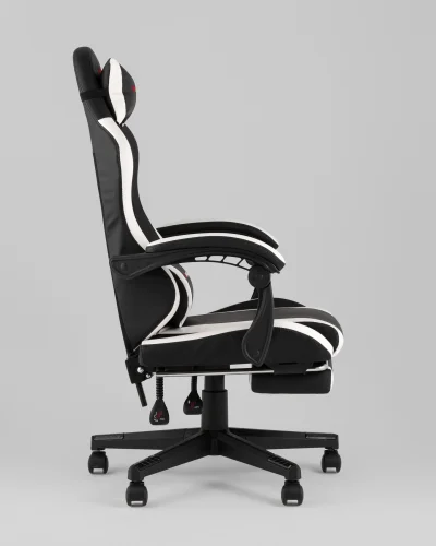 Кресло спортивное TopChairs Prophet с оттоманкой, черно-белый УТ000039480 Stool Group, чёрный/текстиль, ножки/полимер/чёрный, размеры - 1250*1350***68* фото 6