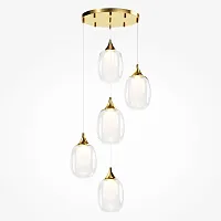Люстра каскадная Aura MOD016PL-05BS Maytoni прозрачная белая на 5 ламп, основание латунь в стиле хай-тек современный 