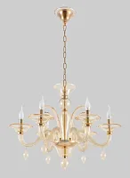 Люстра подвесная CAETANO SP-PL6 AMBER Crystal Lux без плафона на 6 ламп, основание золотое янтарное в стиле венецианский 