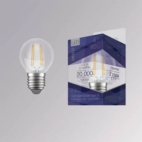 Лампа LED G45 4W 2700K E27 Brizzi Led E27 4вт Лампа LED G45 4W 2700K E27 Brizzi Led E27 4вт