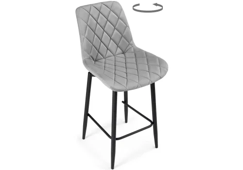 Полубарный стул Баодин К Б/К крутящийся светло-серый / черный 517143 Woodville, серый/велюр, ножки/металл/чёрный, размеры - ****500*580
