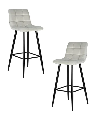 Набор 2 шт Стул барный DOBRIN NICOLE (черные матовые ножки, светло-серый велюр (108-52)) цвет сиденья светло-серый велюр (108-52), черные матовые ножки Dobrin, серый/велюр, ножки/металл/, размеры - *1050****