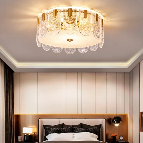 Люстра потолочная LAURENCE CH D45 207825-23 ImperiumLoft прозрачная на 4 лампы, основание латунь в стиле современный фото 10