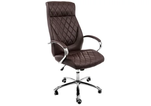 Компьютерное кресло Monte темно-коричневое 1865 Woodville, коричневый/искусственная кожа, ножки/металл/хром, размеры - ****670*750