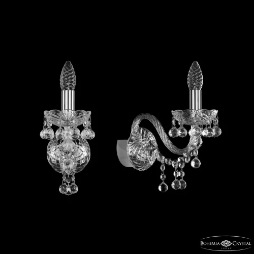 Бра 1409B/1/160 Ni Bohemia Ivele Crystal без плафона на 1 лампа, основание прозрачное никель в стиле классический sp