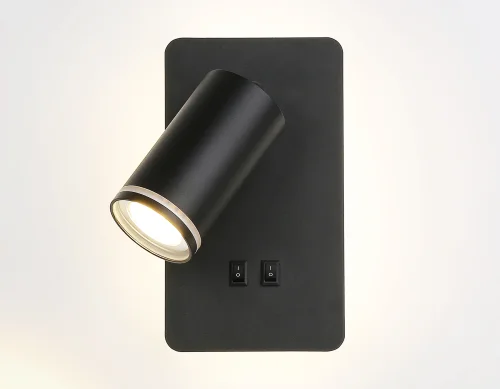 Бра с выключателем LED FW2466 Ambrella light чёрный на 1 лампа, основание чёрное в стиле современный хай-тек  фото 3