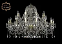 Люстра подвесная хрустальная 11.12.16+8.360.Gd.Sp Bohemia Art Classic прозрачная на 24 лампы, основание золотое в стиле классика 