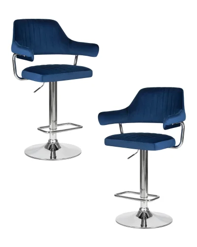 Стул барный набор 2 шт. SET-2 5019-LM CHARLY, цвет сиденья синий велюр (MJ9-117), цвет основания хромированная сталь Dobrin, /велюр, ножки/металл/хром, размеры - 990*1200***610*540 Стул барный набор 2 шт. SET-2 5019-LM CHARLY, цвет сиденья синий велюр (MJ9-117), цвет основания хромированная сталь Dobrin, /велюр, ножки/металл/хром, размеры - 990*1200***610*540