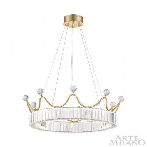 Люстра подвесная LED с пультом AM-Venezia 310322/D600 GD Arte Milano прозрачная на 1 лампу, основание латунь в стиле современный кольца с пультом фото 11