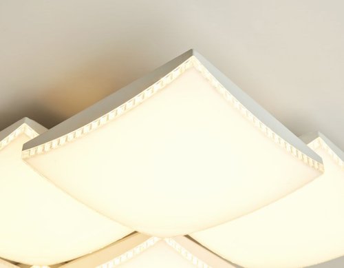 Люстра потолочная LED с пультом Parus FP2326 Ambrella light белая на 1 лампа, основание белое в стиле современный хай-тек с пультом квадраты фото 6