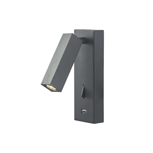 Бра с выключателем LED с USB Floadow LOFT2017-BL LOFT IT чёрный на 1 лампа, основание чёрное в стиле минимализм современный для чтения