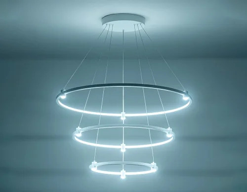 Люстра подвесная LED FL5511 Ambrella light белая на 1 лампа, основание белое в стиле современный хай-тек кольца фото 5