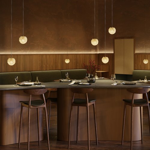 Светильник подвесной Adamant MOD487PL-01BS Maytoni прозрачный на 1 лампу, основание латунь в стиле современный шар фото 2