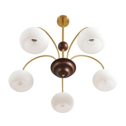 Люстра на штанге Larina 8323/5C Lumion белая на 5 ламп, основание латунь в стиле классический фото 4