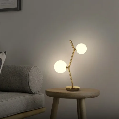 Настольная лампа MATHIA TAB 212693-23 ImperiumLoft белая на 2 лампы, основание латунь металл в стиле современный фото 6 Настольная лампа MATHIA TAB 212693-23 ImperiumLoft белая на 2 лампы, основание латунь металл в стиле современный фото 6