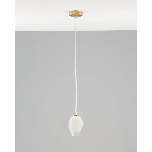 Светильник подвесной Catris V10312-1P Moderli белый 1 лампа, основание латунь в стиле современный  фото 3