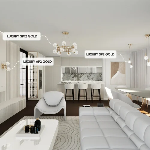 Люстра подвесная LUXURY SP12 GOLD Crystal Lux прозрачная на 12 ламп, основание золотое в стиле арт-деко молекула шар фото 3