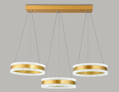 Люстра подвесная LED с пультом FA6208 Ambrella light прозрачная золотая на 1 лампа, основание золотое в стиле современный хай-тек с пультом кольца фото 4