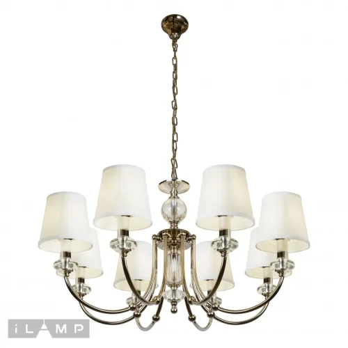 Люстра подвесная Magic P2344-8 nic iLamp белая на 8 ламп, основание никель в стиле современный американский 
