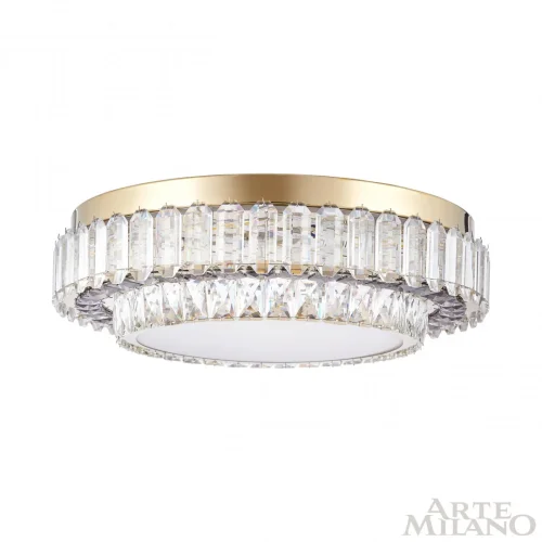 Люстра потолочная LED с пультом AM-Toskana 319133/D500 GD Arte Milano белая на 1 лампу, основание золотое в стиле современный с пультом фото 2