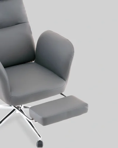 Кресло руководителя TopChairs Solid с оттоманкой, серый УТ000040807 Stool Group, серый/экокожа, ножки/металл/хром, размеры - 1200*1280**** фото 10