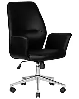 Офисное кресло для руководителя 125B-LMR SAMUEL, цвет черный Dobrin, чёрный/экокожа, ножки/металл/хром, размеры - 960*1060***640*650