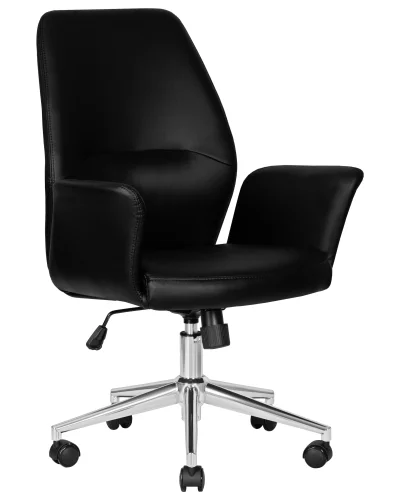 Офисное кресло для руководителя 125B-LMR SAMUEL, цвет черный Dobrin, чёрный/экокожа, ножки/металл/хром, размеры - 960*1060***640*650