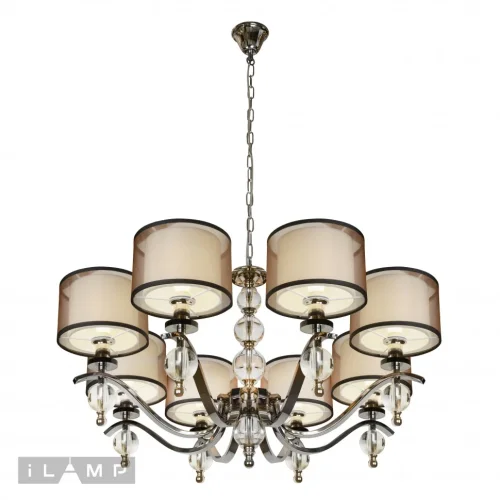 Люстра подвесная Malibu P2335-8 nic iLamp коричневая на 8 ламп, основание никель в стиле современный американский фото 2