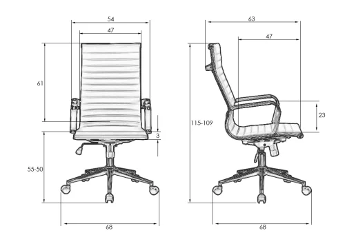 Офисное кресло для руководителей  101B-LMR CLARK SIMPLE, цвет чёрный Dobrin, чёрный/экокожа, ножки/металл/хром, размеры - 1090*1150***680*680 фото 9