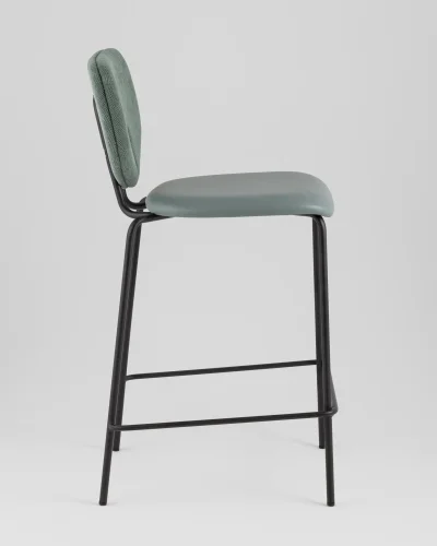 Стул полубарный Masey, зеленый, со светло-зеленой экокожей УТ000039584 Stool Group, зелёный/рогожка, ножки/металл/чёрный, размеры - ***** фото 3