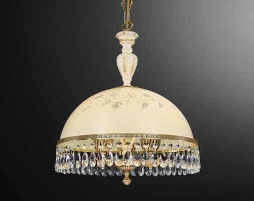 Люстра подвесная  L 6906/38 Reccagni Angelo жёлтая на 3 лампы, основание золотое в стиле кантри классический 