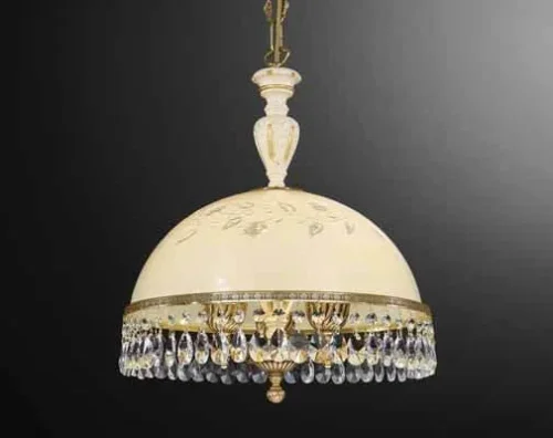 Люстра подвесная L 6906/38 Reccagni Angelo жёлтая на 3 лампы, основание золотое в стиле классический кантри  Люстра подвесная L 6906/38 Reccagni Angelo жёлтая на 3 лампы, основание золотое в стиле классический кантри