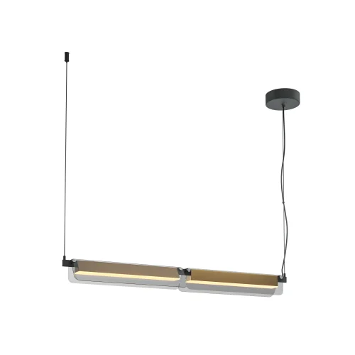 Светильник подвесной LED Flat MOD296PL-L20BS3K Maytoni серый на 1 лампу, основание чёрное в стиле хай-тек современный линейный