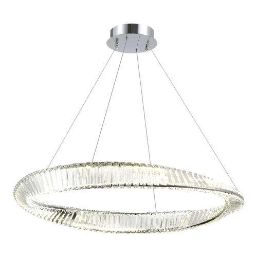 Люстра подвесная LED Ritorto SL6204.121.01 ST-Luce прозрачная на 1 лампа, основание хром в стиле современный кольца